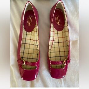 Coach Ellyce Vibrant Pink Patent Leather Mary Jane Ballet Flat Size 9B